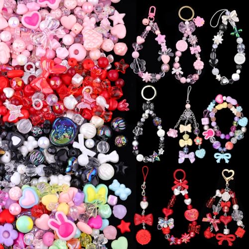 210–270 Stück sortierte Acrylperlen für Armbandherstellung, Schleife, Blume, Schmetterling, Süßigkeiten, Stern, Gummibärchen, Kawaii, ästhetische Armbandanhänger, niedliche Perlen für 210–270 Stück sortierte Acrylperlen für Armbandherstellung, Schleife, Blume, Schmetterling, Süßigkeiten, Stern, Gummibärchen, Kawaii, ästhetische Armbandanhänger, niedliche Perlen für von TINKRSTUFF