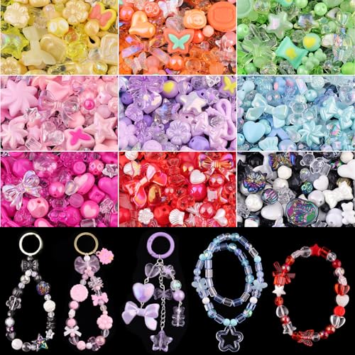 390–450 Stück, 9 gemischte Farben, rosa, sortierte Acryl-Perlen für Armbandherstellung, Gummibär, Schleife, Schmetterling, Stern, Herz, Kawaii-Anhänger für Schmuckherstellung, DIY, Halskette 390–450 Stück, 9 gemischte Farben, rosa, sortierte Acryl-Perlen für Armbandherstellung, Gummibär, Schleife, Schmetterling, Stern, Herz, Kawaii-Anhänger für Schmuckherstellung, DIY, Halskette von TINKRSTUFF