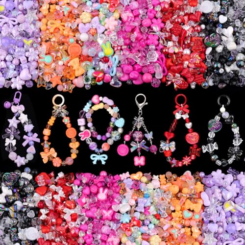 Acrylperlen für Armbandherstellung, Sterne, Gummibärchen, Herz, Blume, Schmetterling, Schleife, Kawaii-Armbandanhänger, niedliche Perlen für Schmuckherstellung, DIY, Halskette, Schlüsselanhänger Acrylperlen für Armbandherstellung, Sterne, Gummibärchen, Herz, Blume, Schmetterling, Schleife, Kawaii-Armbandanhänger, niedliche Perlen für Schmuckherstellung, DIY, Halskette, Schlüsselanhänger von TINKRSTUFF