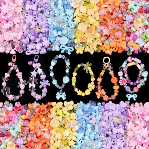 Acrylperlen für Armbandherstellung, Sterne, Gummibärchen, Herz, Schleife, Schmetterling, Blume, Kawaii-Armbandanhänger, niedliche Perlen für Schmuckherstellung, DIY, Halskette, Schlüsselanhänger Acrylperlen für Armbandherstellung, Sterne, Gummibärchen, Herz, Schleife, Schmetterling, Blume, Kawaii-Armbandanhänger, niedliche Perlen für Schmuckherstellung, DIY, Halskette, Schlüsselanhänger von TINKRSTUFF