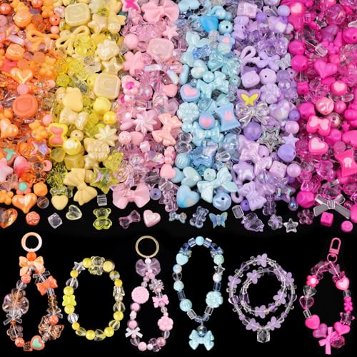 TINKRSTUFF Verschiedene Acrylperlen, 260–320 Stück, 6 gemischte Serien, niedliche Perlen für Armbandherstellung, ästhetische Gummibärchen, Schleife, Blume, Schmetterling, Kawaii-Anhänger für TINKRSTUFF Verschiedene Acrylperlen, 260–320 Stück, 6 gemischte Serien, niedliche Perlen für Armbandherstellung, ästhetische Gummibärchen, Schleife, Blume, Schmetterling, Kawaii-Anhänger für von TINKRSTUFF