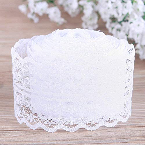 TinWarm Schleifenband, 4,5 cm x 50 m, weiß, Spitzenband, Vintage, für verschiedene Objekte, Hochzeit, Taufe, personalisierbar, Weiß TinWarm Schleifenband, 4,5 cm x 50 m, weiß, Spitzenband, Vintage, für verschiedene Objekte, Hochzeit, Taufe, personalisierbar, Weiß von TINWARM
