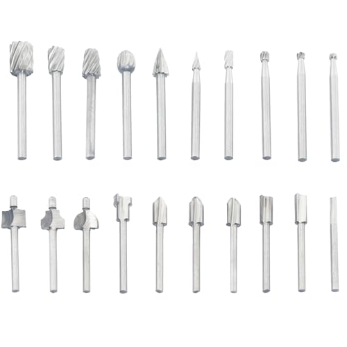 TIOMIOSEA 20 Stück Schneid- und Gravierbits für Holz | Holzfräser mit 1/8 Zoll (3,1 mm) Schaft | Bohrer Set für DIY, Holzschnitzerei und Feinbearbeitung von TIOMIOSEA