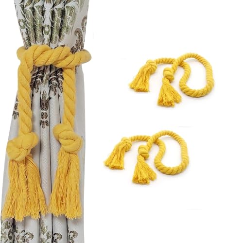 TIOYOTY Vorhang-Raffhalter, natürliche Baumwolle, Landhaus-Stil, rustikale Vorhanghalter, Bauernhaus, nautische Vorhang-Raffhalter für Vorhänge, Gelb, 2 Stück, Curtain Tiebacks TIOYOTY Vorhang-Raffhalter, natürliche Baumwolle, Landhaus-Stil, rustikale Vorhanghalter, Bauernhaus, nautische Vorhang-Raffhalter für Vorhänge, Gelb, 2 Stück, Curtain Tiebacks von TIOYOTY