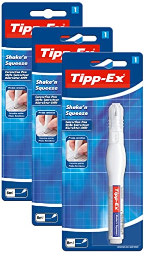 Tipp-Ex Korrekturstift Shake und Squeeze, 8 ml, Blister, weiß - 3er Pack von Tipp-Ex