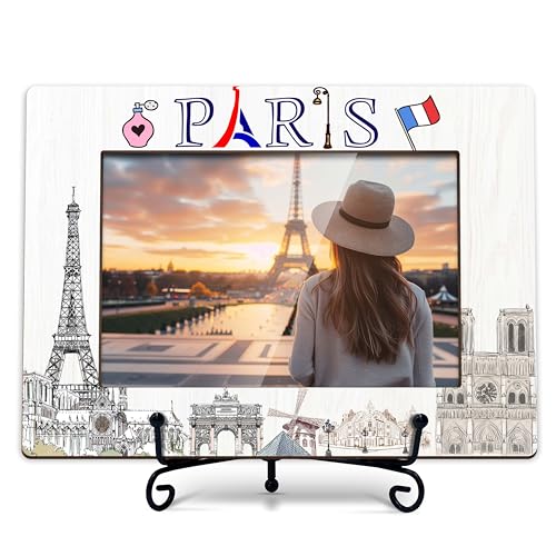 TIRYWT Paris Bilderrahmen J11 für Hochzeit, Flitterwochen, Urlaub in Paris, Eiffelturm-Bilderrahmen, 10,2 x 15,2 cm, Holz-Bilderrahmen von TIRYWT