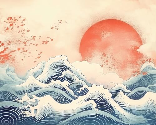 Abstrakt Malen nach Zahlen Erwachsene, Retro Landschaft Malen nach Zahlen, Malen nach Zahlen de Pinsel und Acrylfarbe, 16X20 Inch Die Wellen Flammen Malen nach Zahlen Erwachsene Familie und Freundes Abstrakt Malen nach Zahlen Erwachsene, Retro Landschaft Malen nach Zahlen, Malen nach Zahlen de Pinsel und Acrylfarbe, 16X20 Inch Die Wellen Flammen Malen nach Zahlen Erwachsene Familie und Freundes von TISHIRON