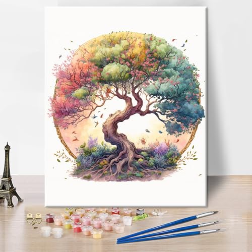 Baum Farbe nach Zahlen für Erwachsene, Baum des Lebens Acrylfarbe nach Zahl Kits Baum des Lebens im bunten Frühling Ölgemälde Farbe nach Zahlen für Erwachsene Anfänger Kunstwerk Wand Dekor, 16"x 20" Baum Farbe nach Zahlen für Erwachsene, Baum des Lebens Acrylfarbe nach Zahl Kits Baum des Lebens im bunten Frühling Ölgemälde Farbe nach Zahlen für Erwachsene Anfänger Kunstwerk Wand Dekor, 16"x 20" von TISHIRON