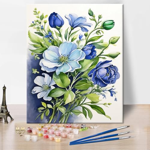 Blaue Rose Malen nach Zahlen für Erwachsene Blumenstrauß Malen nach Zahlen Bunte Blumen Malerei Interessante Aquarellfarbe Malen nach Zahlen für Wanddekoration Acrylmalerei Kit, 16x20 Inch Rahmenlos Blaue Rose Malen nach Zahlen für Erwachsene Blumenstrauß Malen nach Zahlen Bunte Blumen Malerei Interessante Aquarellfarbe Malen nach Zahlen für Wanddekoration Acrylmalerei Kit, 16x20 Inch Rahmenlos von TISHIRON