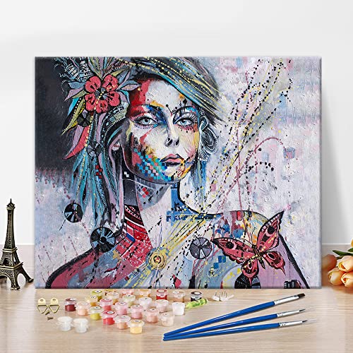 DIY Aquarell Mädchen malen nach Zahlen, abstrakte Kunst Schmetterling Malerei Farbe nach Zahlen für Kinder Ölmalerei, Mädchen malen nach Zahlen für Erwachsene Acryl Pigment Handwerk für Home 16"x 20" DIY Aquarell Mädchen malen nach Zahlen, abstrakte Kunst Schmetterling Malerei Farbe nach Zahlen für Kinder Ölmalerei, Mädchen malen nach Zahlen für Erwachsene Acryl Pigment Handwerk für Home 16"x 20" von TISHIRON