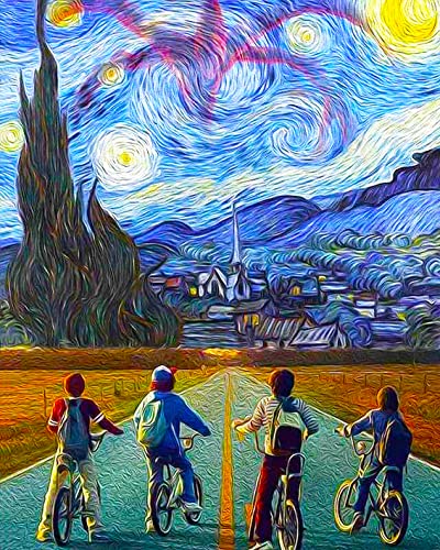 DIY Ölgemälde Farbe Nach Nummer Kit Für Kinder Erwachsene Studenten Anfänger Van Gogh Die Sternennacht DIY Leinwandmalerei Nach Zahlen Kunsthandwerk Für Haus Wanddekoration Farbe Nach Nummer 16x20Zoll von TISHIRON