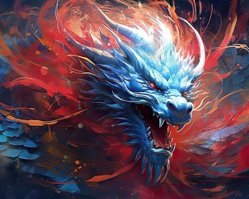 Drachen Malen nach Zahlen Erwachsene,Drache mit Roten und Blauen Federn Elefanten Malen nach Zahlen, Malen nach Zahlen de Pinsel und Acrylfarbe, 16X20 Inch Flammen Malen nach Zahlen Erwachsene Familie Drachen Malen nach Zahlen Erwachsene,Drache mit Roten und Blauen Federn Elefanten Malen nach Zahlen, Malen nach Zahlen de Pinsel und Acrylfarbe, 16X20 Inch Flammen Malen nach Zahlen Erwachsene Familie von TISHIRON