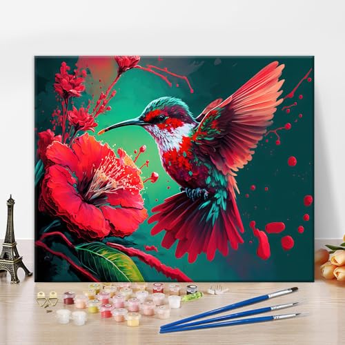 Farbe nach Zahlen Kolibri, DIY Farbe nach Zahlen Kit für Erwachsene und Kinder, Vogel Leinwand Malerei nach Zahlen, Blumen Aquarell Ölgemälde Acrylgemälde Kunst und Handwerk für Home Decor 16x20 Inch Farbe nach Zahlen Kolibri, DIY Farbe nach Zahlen Kit für Erwachsene und Kinder, Vogel Leinwand Malerei nach Zahlen, Blumen Aquarell Ölgemälde Acrylgemälde Kunst und Handwerk für Home Decor 16x20 Inch von TISHIRON
