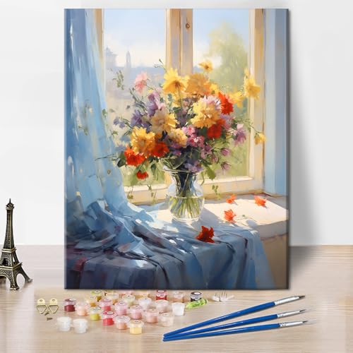 Fenster Vase Malen Nach Zahlen Für Erwachsene Anfänger DIY Schöne Bunte Blumen Malen Nach Zahlen Kit Für Home Decor Geschenk Leinwand Für Malerei Wate Farben Set Für Erwachsene 40x50cm Ohne Rahmen Fenster Vase Malen Nach Zahlen Für Erwachsene Anfänger DIY Schöne Bunte Blumen Malen Nach Zahlen Kit Für Home Decor Geschenk Leinwand Für Malerei Wate Farben Set Für Erwachsene 40x50cm Ohne Rahmen von TISHIRON
