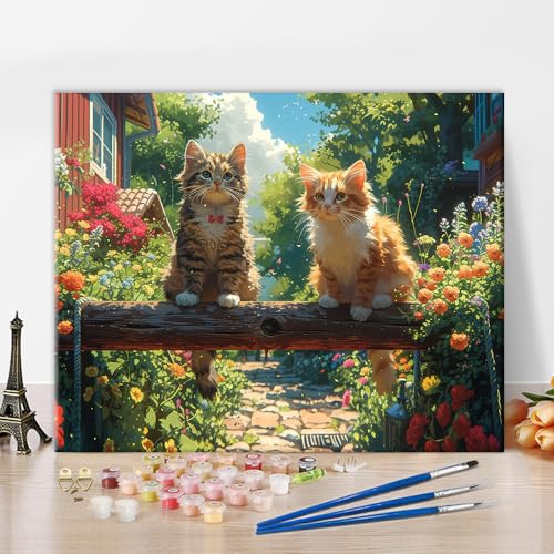 Kätzchen Auf Einem Zaun DIY ölmalerei Kit Für Erwachsene Anfänger Katze Umgeben Von Blumen Malen Nach Zahlen Kit Für Erwachsene Zeichnung Malerei Für Geschenk Wanddekoration 40x50cm Ohne Rahmen Kätzchen Auf Einem Zaun DIY ölmalerei Kit Für Erwachsene Anfänger Katze Umgeben Von Blumen Malen Nach Zahlen Kit Für Erwachsene Zeichnung Malerei Für Geschenk Wanddekoration 40x50cm Ohne Rahmen von TISHIRON