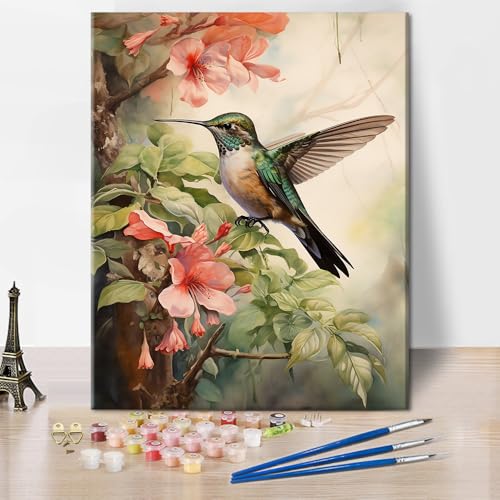 Kolibri Farbe nach Zahlen, DIY Kolibri im Wald Farbe nach Zahlen Kit für Erwachsene Anfänger, Blumen und Blätter Farbe nach Zahl auf Leinwand Rahmenlose Kunstwerk Geschenk Wand Dekor 16x20 inch Kolibri Farbe nach Zahlen, DIY Kolibri im Wald Farbe nach Zahlen Kit für Erwachsene Anfänger, Blumen und Blätter Farbe nach Zahl auf Leinwand Rahmenlose Kunstwerk Geschenk Wand Dekor 16x20 inch von TISHIRON