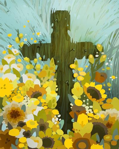 Kreuz Malen nach Zahlen Erwachsene, Das Christliche Kreuz Malen nach Zahlen, Malen nach Zahlen de Pinsel und Acrylfarbe, 16X20 Inch Blumen Flammen Malen nach Zahlen Erwachsene Familie und Freundes Kreuz Malen nach Zahlen Erwachsene, Das Christliche Kreuz Malen nach Zahlen, Malen nach Zahlen de Pinsel und Acrylfarbe, 16X20 Inch Blumen Flammen Malen nach Zahlen Erwachsene Familie und Freundes von TISHIRON