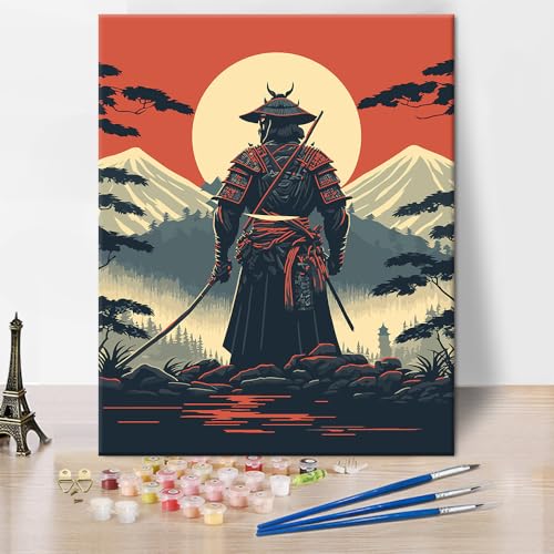 Krieger malen nach Zahlen für Erwachsene, japanische Samurai Acryl malen nach Zahlen Kits Schwert und Sonnenuntergang malen nach Zahlen für Erwachsene Anfänger abstrakte Kunstwerk Wanddekor 16"x 20" Krieger malen nach Zahlen für Erwachsene, japanische Samurai Acryl malen nach Zahlen Kits Schwert und Sonnenuntergang malen nach Zahlen für Erwachsene Anfänger abstrakte Kunstwerk Wanddekor 16"x 20" von TISHIRON