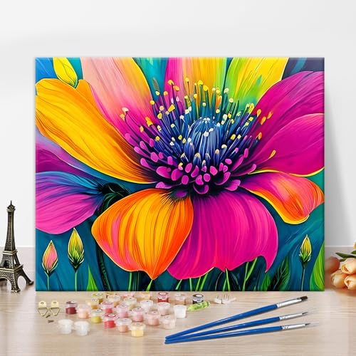 Malen nach Zahlen Blumen, abstrakte farbige Blütenblätter Malen nach Zahlen für Erwachsene, einfaches Malen nach Zahlen für Kinder Kits auf Leinwand Zeichnung Malerei mit Pinseln 16x20 inches Malen nach Zahlen Blumen, abstrakte farbige Blütenblätter Malen nach Zahlen für Erwachsene, einfaches Malen nach Zahlen für Kinder Kits auf Leinwand Zeichnung Malerei mit Pinseln 16x20 inches von TISHIRON