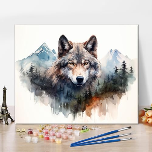 Malen nach Zahlen für Erwachsene, Wolf Erwachsene Malen nach Zahlen Kits Bergwald Tier Malerei Kunst Malen nach Zahlen Leinwand Einfache Ölmalerei Malen nach Zahlen Kits Home Wall Decoration, 16"x20" Malen nach Zahlen für Erwachsene, Wolf Erwachsene Malen nach Zahlen Kits Bergwald Tier Malerei Kunst Malen nach Zahlen Leinwand Einfache Ölmalerei Malen nach Zahlen Kits Home Wall Decoration, 16"x20" von TISHIRON
