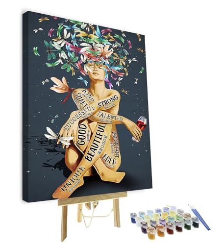 Malen nach Zahlen für Erwachsene Anfänger Motivierende Sprache Frau Libelle Malen nach Zahlen Kunstwerk Malen nach Zahlen Kits Bunte Leinwand Ölmalerei nach Zahlen Home Wall Decor 16x20inchGerahmt Malen nach Zahlen für Erwachsene Anfänger Motivierende Sprache Frau Libelle Malen nach Zahlen Kunstwerk Malen nach Zahlen Kits Bunte Leinwand Ölmalerei nach Zahlen Home Wall Decor 16x20inchGerahmt von TISHIRON