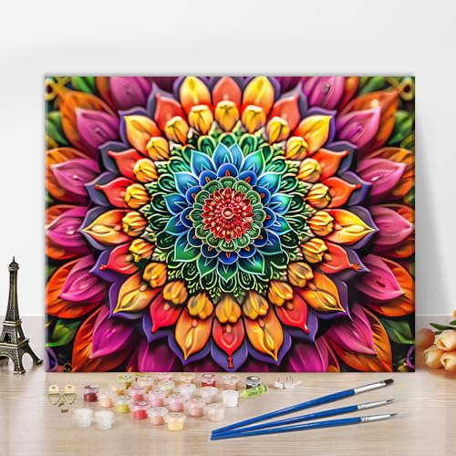 Mandala Malen nach Zahlen für Erwachsene Anfänger, Erwachsene Malen nach Zahlen Kits auf Leinwand Blühende Blumen, Malen nach Zahlen Kit für Erwachsene, Acrylmalerei nach Zahlen 16 "x20"(rahmenlos) Mandala Malen nach Zahlen für Erwachsene Anfänger, Erwachsene Malen nach Zahlen Kits auf Leinwand Blühende Blumen, Malen nach Zahlen Kit für Erwachsene, Acrylmalerei nach Zahlen 16 "x20"(rahmenlos) von TISHIRON