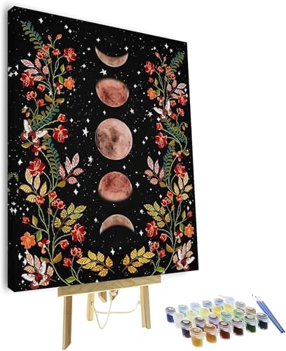 TISHIRON Moonlit Garden Malen nach Zahlen Mondphase Umgeben von Reben und Blumen Schwarzes Malen nach Zahlen Kit für Erwachsene Kinder Einzigartiges Geschenk 16 "x 20" mit Rahmen TISHIRON Moonlit Garden Malen nach Zahlen Mondphase Umgeben von Reben und Blumen Schwarzes Malen nach Zahlen Kit für Erwachsene Kinder Einzigartiges Geschenk 16 "x 20" mit Rahmen von TISHIRON