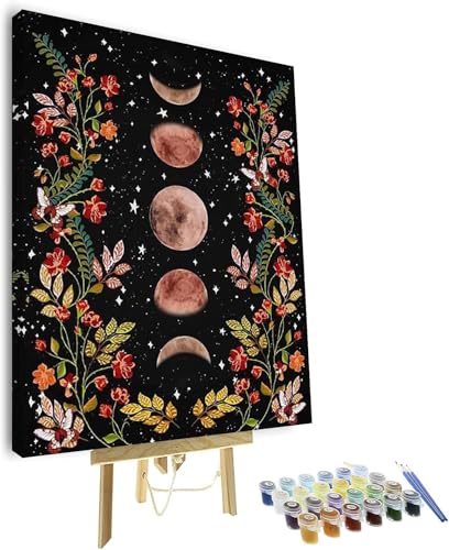 Kaufe Rahmen Malen nach Zahlen für Erwachsene Kits Totenkopf und Blumen  handgemachtes Diy-Geschenk für Heimdekorationen 40x50