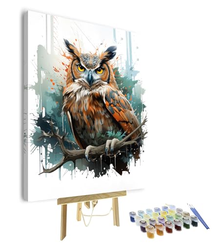 Rahmen Malen nach Zahlen Erwachsene Eule, Tier Malen nach Zahlen Kit für Erwachsene, Acryl Malen nach Zahlen Kits auf Leinwand, DIY Ölmalerei Zeichnung für Home Decor 40 x 50 cm Rahmen Malen nach Zahlen Erwachsene Eule, Tier Malen nach Zahlen Kit für Erwachsene, Acryl Malen nach Zahlen Kits auf Leinwand, DIY Ölmalerei Zeichnung für Home Decor 40 x 50 cm von TISHIRON