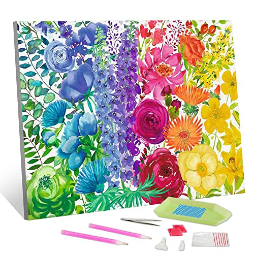 TISHIRON 5D Diamond Painting, Regenbogen Blumen Diamond Painting Kits für Erwachsene Kinder, bunte DIY Full Drill Diamond Art Kits, Crystal Gem Art Malerei für Home Wall Gift 30 x 40 CM TISHIRON 5D Diamond Painting, Regenbogen Blumen Diamond Painting Kits für Erwachsene Kinder, bunte DIY Full Drill Diamond Art Kits, Crystal Gem Art Malerei für Home Wall Gift 30 x 40 CM von TISHIRON