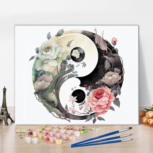 TISHIRON Abstracte Blumen Malen nach Zahlen für Erwachsene Yin Yang Symbol DIY Malen nach Zahlen Kits auf Leinwand Aquarell Meditation Malen nach Zahlen Ölmalerei Kunsthandwerk 16x20 Zoll TISHIRON Abstracte Blumen Malen nach Zahlen für Erwachsene Yin Yang Symbol DIY Malen nach Zahlen Kits auf Leinwand Aquarell Meditation Malen nach Zahlen Ölmalerei Kunsthandwerk 16x20 Zoll von TISHIRON