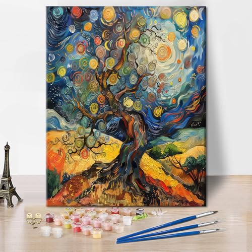 TISHIRON Abstraktes Malen nach Zahlen Landschaft mit einem großen Baum Malen nach Zahlen Kit für Erwachsene mit Pinseln und Pigment, Kunsthandwerk DIY Ölmalerei, 40x50 CM TISHIRON Abstraktes Malen nach Zahlen Landschaft mit einem großen Baum Malen nach Zahlen Kit für Erwachsene mit Pinseln und Pigment, Kunsthandwerk DIY Ölmalerei, 40x50 CM von TISHIRON