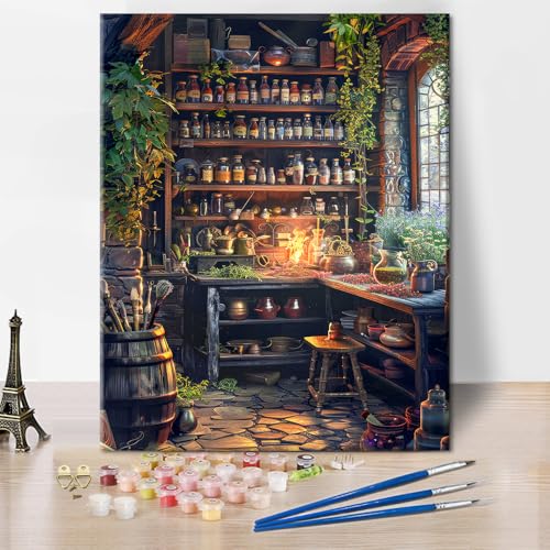 TISHIRON Abstraktes Malen nach Zahlen für Erwachsene, Fantasy Adult Paint by Number Kits on Canvas, Magic Lab DIY Acrylmalerei nach Zahlen für Home Wall Decor 40 x 50 cm(rahmenlose) von TISHIRON