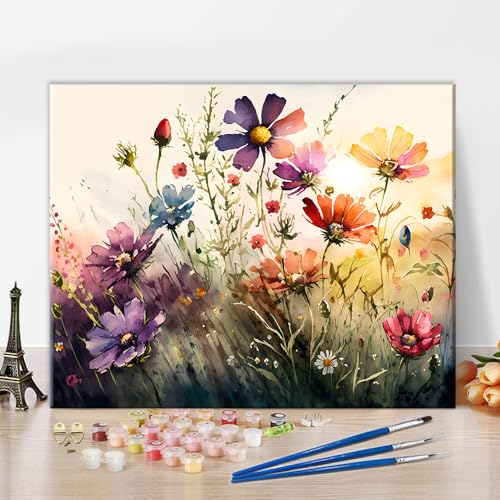 TISHIRON Aquarell Blume Malen nach Zahlen für Erwachsene Anfänger, abstrakte Malerei Malen nach Zahlen Kits auf Leinwand Acrylfarbe Floral Zeichnung Malerei mit Pinseln Ölmalerei Home Decor16 x20 TISHIRON Aquarell Blume Malen nach Zahlen für Erwachsene Anfänger, abstrakte Malerei Malen nach Zahlen Kits auf Leinwand Acrylfarbe Floral Zeichnung Malerei mit Pinseln Ölmalerei Home Decor16 x20 von TISHIRON