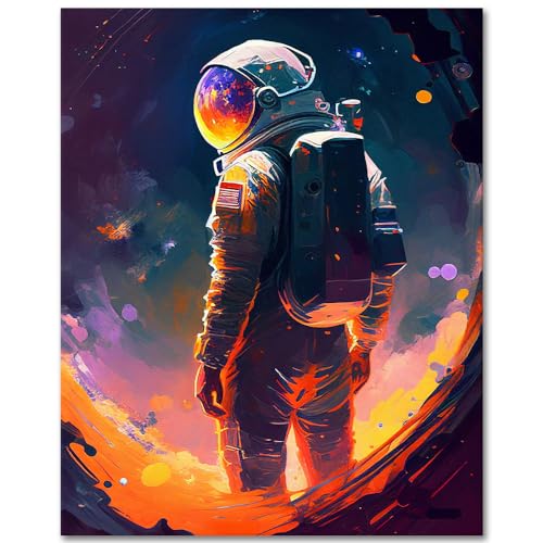TISHIRON Astronaut Malen nach Zahlen Erwachsene Weltraum DIY Erwachsene Malen nach Zahlen Kits Universum Erwachsene Malen nach Zahlen Ölhandmalerei Kunsthandwerk 40 x 50 cm(rahmenlos) von TISHIRON
