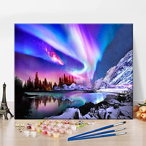TISHIRON Aurora Malen nach Zahlen Kits, bunte Aurora rahmenlose DIY Ölmalerei Natur Malen nach Zahlen für Erwachsene Anfänger, moderne Landschaft Malen nach Zahlen, moderne Home Decor 16x20 Inch TISHIRON Aurora Malen nach Zahlen Kits, bunte Aurora rahmenlose DIY Ölmalerei Natur Malen nach Zahlen für Erwachsene Anfänger, moderne Landschaft Malen nach Zahlen, moderne Home Decor 16x20 Inch von TISHIRON