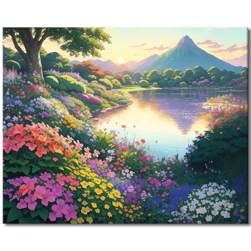 TISHIRON Bäume und Blumen Malen nach Zahlen für Erwachsene, Schönes Landschaft und Meerblick Malerei, DIY Digitales Ölgemälde Kits auf Leinwand mit Pinseln und Acrylpigment 40x50cm TISHIRON Bäume und Blumen Malen nach Zahlen für Erwachsene, Schönes Landschaft und Meerblick Malerei, DIY Digitales Ölgemälde Kits auf Leinwand mit Pinseln und Acrylpigment 40x50cm von TISHIRON