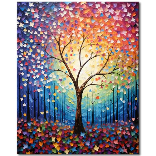 TISHIRON Baum des Lebens Abstrakte Farbe nach Zahlen Kit für Erwachsene Anfänger DIY Bunte Bäume Paint-by-Number Kits auf Leinwand Ölgemälde für Home Office Wanddekoration 16x20 inch ohne Rahmen TISHIRON Baum des Lebens Abstrakte Farbe nach Zahlen Kit für Erwachsene Anfänger DIY Bunte Bäume Paint-by-Number Kits auf Leinwand Ölgemälde für Home Office Wanddekoration 16x20 inch ohne Rahmen von TISHIRON
