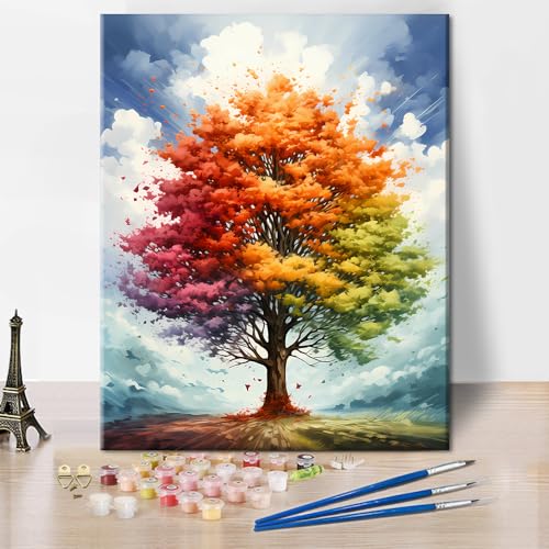 TISHIRON Baum des Lebens Malen nach Zahlen für Kinder Die saisonale Variation eines Baumes Acryl für Erwachsene Anfänger Malset Home Wand Wohnzimmer Schlafzimmer Wand Dekoration 16x20 inch TISHIRON Baum des Lebens Malen nach Zahlen für Kinder Die saisonale Variation eines Baumes Acryl für Erwachsene Anfänger Malset Home Wand Wohnzimmer Schlafzimmer Wand Dekoration 16x20 inch von TISHIRON
