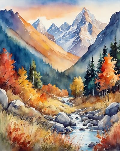 TISHIRON Berge Malen nach Zahlen Erwachsene, Bergwald Malen nach Zahlen, Malen nach Zahlen de Pinsel und Acrylfarbe, 16X20 Inch Bäume im Herbst Malen nach Zahlen Erwachsene Familie Freunde TISHIRON Berge Malen nach Zahlen Erwachsene, Bergwald Malen nach Zahlen, Malen nach Zahlen de Pinsel und Acrylfarbe, 16X20 Inch Bäume im Herbst Malen nach Zahlen Erwachsene Familie Freunde von TISHIRON