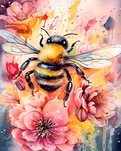 TISHIRON Bienen Malen nach Zahlen Erwachsene, Blühende Blüten Malen nach Zahlen, Malen nach Zahlen de Pinsel und Acrylfarbe, 16X20 Inch Bienen Malen nach Zahlen Erwachsene Familie Freunde TISHIRON Bienen Malen nach Zahlen Erwachsene, Blühende Blüten Malen nach Zahlen, Malen nach Zahlen de Pinsel und Acrylfarbe, 16X20 Inch Bienen Malen nach Zahlen Erwachsene Familie Freunde von TISHIRON