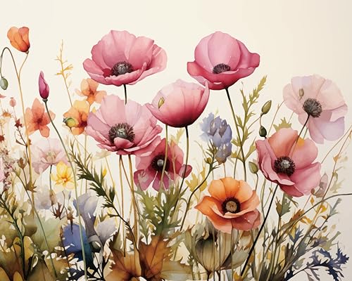 TISHIRON Blumen Malen nach Zahlen Erwachsene, Fünf Bunte Blumen Malen nach Zahlen, Malen nach Zahlen de Pinsel und Acrylfarbe, 16X20 Inch Blumen Flammen Malen nach Zahlen Erwachsene Familie Freundes TISHIRON Blumen Malen nach Zahlen Erwachsene, Fünf Bunte Blumen Malen nach Zahlen, Malen nach Zahlen de Pinsel und Acrylfarbe, 16X20 Inch Blumen Flammen Malen nach Zahlen Erwachsene Familie Freundes von TISHIRON