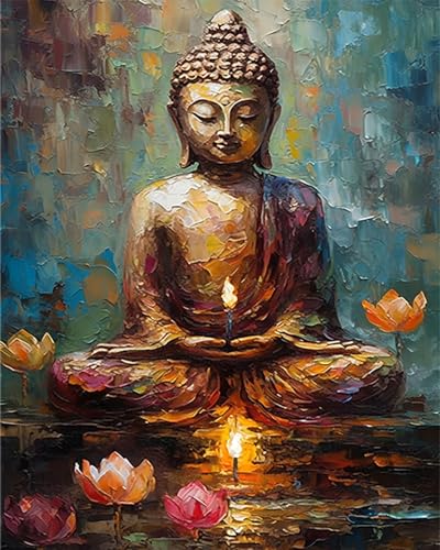 TISHIRON Buddha Malen nach Zahlen Erwachsene, Lotus Malen nach Zahlen, Malen nach Zahlen de Pinsel und Acrylfarbe, 16X20Inch Keine Flammen Malen nach Zahlen Erwachsene Familie Freundes TISHIRON Buddha Malen nach Zahlen Erwachsene, Lotus Malen nach Zahlen, Malen nach Zahlen de Pinsel und Acrylfarbe, 16X20Inch Keine Flammen Malen nach Zahlen Erwachsene Familie Freundes von TISHIRON