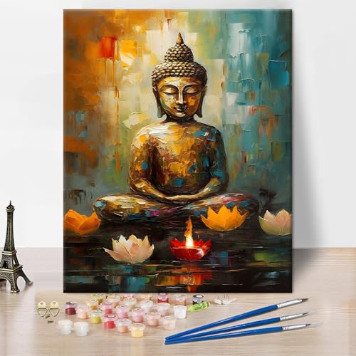 TISHIRON Buddha Ölfarbe nach Zahlen Kit für Erwachsene Lotus Blume Kerze Farbe nach Zahlen Abstrakte Bunte Buddha Farbe nach Zahlen Kits auf Leinwand DIY Farbe nach Zahlen für Anfänger 16x20 inch TISHIRON Buddha Ölfarbe nach Zahlen Kit für Erwachsene Lotus Blume Kerze Farbe nach Zahlen Abstrakte Bunte Buddha Farbe nach Zahlen Kits auf Leinwand DIY Farbe nach Zahlen für Anfänger 16x20 inch von TISHIRON