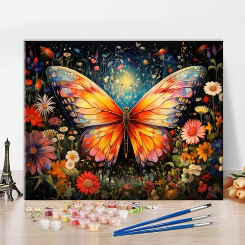 TISHIRON Buntes Malen nach Zahlen Kit für Erwachsene Schmetterling in Blume Wiese Malen nach Zahlen mit Pinseln und Pigment, Kunsthandwerk DIY Ölmalerei für Haus Wanddekoration, 40x50 CM TISHIRON Buntes Malen nach Zahlen Kit für Erwachsene Schmetterling in Blume Wiese Malen nach Zahlen mit Pinseln und Pigment, Kunsthandwerk DIY Ölmalerei für Haus Wanddekoration, 40x50 CM von TISHIRON