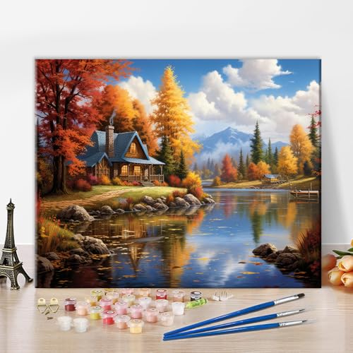 TISHIRON DIY Malen Nach Zahlen für Erwachsene Hütten Gemälde Erwachsenen Malen Nach Zahlen Sets auf Leinwand Hütte im Herbstlaub Malen Nach Zahlen Set für Erwachsene abstrakte Kunsthandwerke TISHIRON DIY Malen Nach Zahlen für Erwachsene Hütten Gemälde Erwachsenen Malen Nach Zahlen Sets auf Leinwand Hütte im Herbstlaub Malen Nach Zahlen Set für Erwachsene abstrakte Kunsthandwerke von TISHIRON