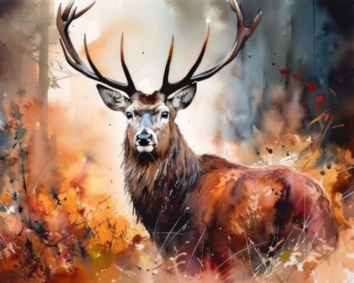 TISHIRON DIY Malen nach Zahlen Majestätischer Rothirsch für Erwachsene Herbst Malen nach Zahlen für Erwachsene Leinwand-Ölhandmalerei nach Zahlen Geschenk Kunsthandwerk für Zuhause 16x20 Zoll TISHIRON DIY Malen nach Zahlen Majestätischer Rothirsch für Erwachsene Herbst Malen nach Zahlen für Erwachsene Leinwand-Ölhandmalerei nach Zahlen Geschenk Kunsthandwerk für Zuhause 16x20 Zoll von TISHIRON