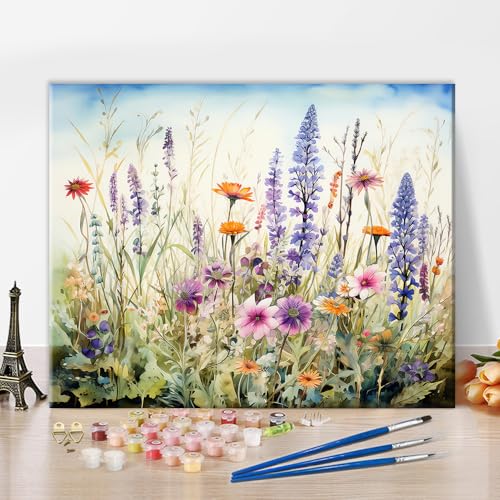 TISHIRON DIY Malen nach Zahlen für Erwachsene Ein Feld von lila Blumen Malen nach Zahlen für Anfänger, Aquarellmeditationsölmalerei für die Wanddekoration zu Hause 16x20 Zoll TISHIRON DIY Malen nach Zahlen für Erwachsene Ein Feld von lila Blumen Malen nach Zahlen für Anfänger, Aquarellmeditationsölmalerei für die Wanddekoration zu Hause 16x20 Zoll von TISHIRON