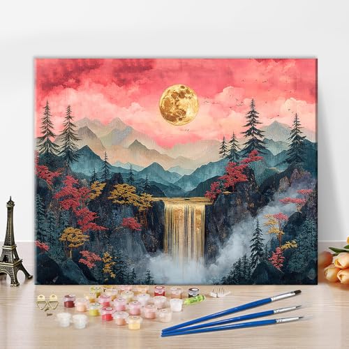 TISHIRON DIY Malen nach Zahlen für Erwachsene Kunst Gebirgszug mit Wasserfall Mondhimmel Erwachsenen Malen nach Zahlen Kits Naturszenerie Kunst Öl Handmalerei Mal Kits Kunsthandwerk für Zuhause TISHIRON DIY Malen nach Zahlen für Erwachsene Kunst Gebirgszug mit Wasserfall Mondhimmel Erwachsenen Malen nach Zahlen Kits Naturszenerie Kunst Öl Handmalerei Mal Kits Kunsthandwerk für Zuhause von TISHIRON