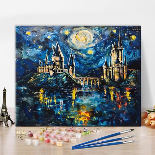 TISHIRON DIY Malen nach Zahlen für Erwachsene Magisches Schloss Malereien Erwachsenen Malen nach Zahlen Kits auf Leinwand Nachthimmel Malen nach Zahlen Kit für Erwachsene Abstrakte Kunsthandwerke TISHIRON DIY Malen nach Zahlen für Erwachsene Magisches Schloss Malereien Erwachsenen Malen nach Zahlen Kits auf Leinwand Nachthimmel Malen nach Zahlen Kit für Erwachsene Abstrakte Kunsthandwerke von TISHIRON